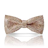 Champagne bow tie for men| Champagne Rhinestones bow tie | Champagne gold bow tie with Crystal like rhinestones | Sparkle gold pre-tied bow tie for men | CK Bow