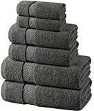 Oakias 6 Piece Luxury Grey Towel Set 600 GSM – 2 Bath Towels, 2 Hand Towels, & 2 Washcloths Premium Quality Cotton Towels – Highly Absorbent