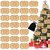 24 Pieces Names of Jesus Christ Christmas Ornament Wood Jesus Christ Ornaments with Different Names of The Savior Wooden Religious Ornaments Advent Calendar Xmas Tree Name Tags for Xmas Tree Decor