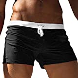 COOFANDY Men's Swim Trunks Quick Dry Beach Boxer Briefs Swimwear Board Shorts with Zipper Pocket Black