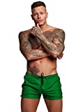 TONLEN Mens Swimwear Sports Shorts Swim Trunks with Zipper Pockets Green XL