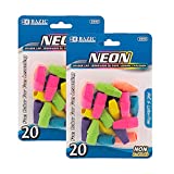 BAZIC Eraser Top, Latex Free Pencil Tops Erasers (20/Pack), Neon Color Arrowhead Caps Erasers for Kids Student Art Drawing School Supplies, 2-Packs