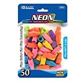BAZIC Eraser Top, Latex Free Pencil Tops Erasers (50/Pack), Neon Color Arrowhead Caps Erasers for Kids Student Art Drawing School Supplies, 1-Pack