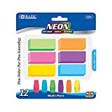 BAZIC Erasers + Pencil Top Erasers Set (12/Pack), Block Bevel Erasers Neon Color, Arrowhead Caps Tops, Latex Free, for Art Drawing School, 1-Pack