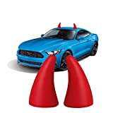 YGMONER Car Roof Decoration 3D Bumper Hood Stickers - Easy to Fnd Car in The Parking Lot - Anti-Collision Protector Devil Horn Car Helmet Sticker Decal (Red, 2Pcs)