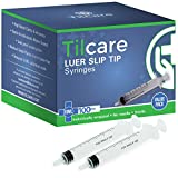 10ml Syringe Without Needle Luer Slip 100 Pack by Tilcare - Sterile Plastic Medicine Droppers for Children, Pets or Adults – Latex-Free Oral Medication Dispenser - Syringes for Glue and Epoxy