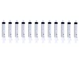 10ml Syringes Without Needle, 10cc Disposable Plastic Syringe with Luer Lock and Caps, Non-Sterile Oil Syringe, Glue Syringe, Epoxy Syringe, Ink Syringe, Lab Syringes (Pack of 12)