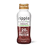 Ripple Vegan Protein Shake | Chocolate | 20g Nutritious Plant Based Pea Protein | Shelf Stable | No GMOs, Soy, Nut, Gluten, Lactose | 12 Oz, 12 Pack