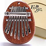 Mini Kalimba 8 Keys Thumb Portable Piano with Music Book Exquisite Finger Harp Musical Mbira Instrument Gift for Kids Adult Beginners (Ellipse Deep Brown)