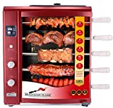 Brazilian Flame BG-05LXK-RED Red Brazilian Gas Rotisserie Grill with 5 Skewers and Upper Tray