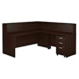 Bush Business Furniture Series C L Shaped Reception Desk with Mobile File Cabinet in Mocha Cherry