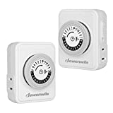 DEWENWILS Christmas Light Timer with 2 Polarized Outlets, 24 Hour Mechanical Timer, 30-Minute Intervals, Perfect for Lamps, Holiday Decor, Small Home Appliances, ETL Listed, 2 Pack