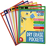 BONBELA Dry Erase Pockets - 6 Pack EASYWipeXL Heavy Duty Sheet Protectors Quickly Wipe to a Flawless Clean - Save a Bundle on 10 x 13 Reusable Dry Erase Sheets Sleeves for Work & School Worksheets