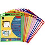 Bonbela Dry Erase Pockets 12 Pack - Dry Erase Sleeves - Reusable Sheet Protectors - School or Work - Oversized 10 x 13 Inches - Dry Erase Sheets - Job Ticket Holders