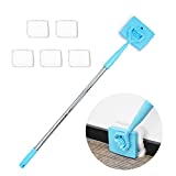 Baseboard Cleaner Tool with Handle 5 Reusable Cleaning Pads by No-Bending Mop Baseboard Cleaner Tool Long Handle Adjustable Baseboard Molding Tool