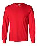 Gildan Men's Ultra Cotton 100% Cotton Long-Sleeve T-Shirt. G2400,Medium,Red
