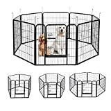 VIVOHOME 32'' 8 Panel Heavy Duty Metal Pet Fence Barrier Foldable Dog Puppy Cat Playpen Kennel with Door for Indoor Outdoor Exercise