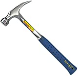 Estwing E322S 22 oz Straight Claw Hammer with Smooth Face & Shock Reduction Grip, Silver