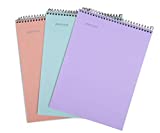 Mintra Office Top Bound Durable Spiral Notebooks - (Lavender, Salmon, Sage Green,College Ruled) 3Pack - strong chipboard back, 100 Sheets, Moisture Resist Cover, School, Business, Left Handed Notebook