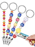 Credit Card Puller 4 Pieces Debit Bank Card Grabber Beaded ATM Card Clip Handmade Keychain Card Grabber for Long Nails ATM Keychain with Cute Beads (Vibrant)