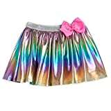 JoJo Siwa Big Girls Pleated Skirt Skort with Bow Rainbow Metallic 10-12