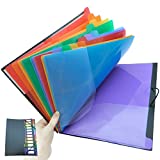 Lesown 24 Pockets Expandable Project Sorter - Multicolor Expanding Plastic File Folder Organizer, Notebook Folders, A4, Letter Size