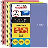 Five Star Interactive Notetaking, 1 Subject, College Ruled Spiral Notebooks, 100 Sheets, 11" x 8-1/2", Customizable, 3 Pack (38589)