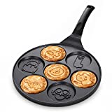 Non-stick Pancake Pan, Animal Pancake Maker Pan with 7-Cup, Mini Blini Pancake Mold for Kids, Black