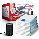 Spacesaver Vacuum Storage Bags (Electric Pump + Variety 10-Pack) Save 80% on Clothes Storage Space - Vacuum Sealer Bags for Comforters, Blankets, Bedding, Clothing - Compression Seal for Closet Storage.