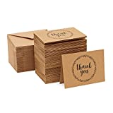 120 Pack Kraft Thank You Cards with Envelopes Bulk Set, Blank Inside, Rustic Design (Brown, 3.5 x 5 In)