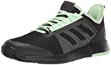 adidas Women's Adizero Defiant Bounce 2 Tennis Shoe, Black/Black/Glow Green, 9 M US
