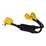 LeisureCord 24'' RV Y Adapter Cord 50Amp Male Plug to Two 30 Amp Female 2.5 Feet with Handle
