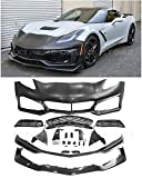 Replacement For 2014-2019 Chevrolet Corvette C7 ALL Models | ZR1 Style Front Replacement Bumper Cover Lower Grille With Lip Splitter