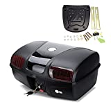 Mingting Universal Motorcycle Rear Top Box Tail Trunk Luggage Storage Case,47 Litre Hard Case with Mounting Hardware,with LED Light,Black