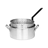 Bayou Classic 4010 10-qt Aluminum Fry Pot Features Heavy-Duty Riveted Handles Perforated Aluminum Basket Perfect For Frying Shrimp Chicken Hushpuppies and Fries