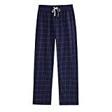 Vulcanodon Mens Cotton Pajama Pants, Lightweight Sleep Pants with Pockets Soft Lounge Pajama Pants for Men Plaid Pj Bottoms(Navy-Plaid, M)