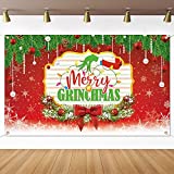 Christmas Party Decorations Merry Grinchmas Backdrop for Holiday Large XMAS Backgroud Banner for Indoor Outdoor Grinchmas Christmas Party Decorations Supplies