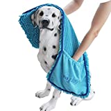 Furfox Absorbent Dog Towel, Microfiber Quick Drying Towel Machine Washable with Hand Pockets Pet Towel for Medium Large Dog 35 x 15''