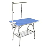 Flying Pig 44"x24" Large Heavy Duty Stainless Steel Frame Foldable Pet Grooming Table, Blue