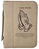 Custom Book/Bible Cover | Personalized Laser Engraved | Light Brown with Praying Hands | 7 1/2" x 10 3/4"