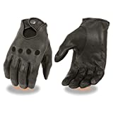 Milwaukee Leather SH869 Men's Black Deerskin Leather Unlined Professional Driving Gloves - Large