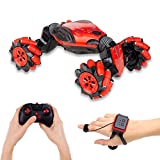 CANOPUS RC Stunt Car, Red, Amazing Toy with Gesture Remote Control, Double Sided Rotating Stunt Twisting Climbing Vehicle, 360° Flips, Gift for Boys, Girls & Adults for Birthdays, Holidays, Christmas