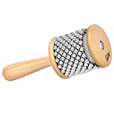 Eastar Cabasa Musical Instrument Percussion Instrument Hand Shaker with Stainless Steel Beads and Wooden Handle for Students Kids Classroom Band, Small Size