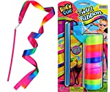 JA-RU Ribbon Wands Ribbon on a Stick for Dance Twirling Ribbon Rod with Adjustable String Streamer. Rainbow Colors Toys for Girls Party Favors Supplies Fidget Toy 2006-1