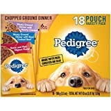 Pedigree Chopped Ground Dinner Adult Soft Wet Meaty Dog Food Variety Pack, (18) 3.5 oz. Pouches