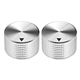 uxcell Stereo Knob, 25615.5 mm Aluminium Alloy, Volume Control Knobs, Silver Textured Surface 2pcs