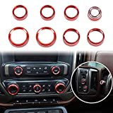 Voodonala for Silverado Radio AC Knobs Air Conditioner Switch Button for 2014-2018 Chevy Silverado, Aluminum Alloy, Red 8pcs