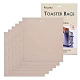 LokiLux Toaster Bags Reusable for Grilled Cheese Sandwiches,Non Stick Sandwich Toaster Bags,Premium Quality Teflon Toaster Bags for Toaster, Microwave Oven or Grill,Medium Size -Set of 6