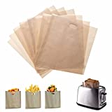 OUOSY Non-Stick Heat Resistance Toaster Bags For Grilled Cheese Sandwiches Washable No Mess Toaster Bags For Microwave Oven Grill. Pastries Chicken Fish Vegetables Panini,Small Size,8 Pack