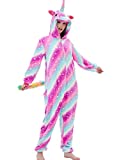 ABENCA Fleece Unicorn Onesie Adult Pajamas for Women Cartoon Animal Christmas Halloween Cosplay Onepiece Costume,Sky Unicorn.M